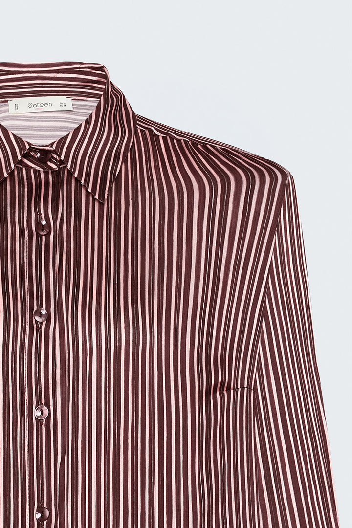 Sateen Chemise rayée - Prune