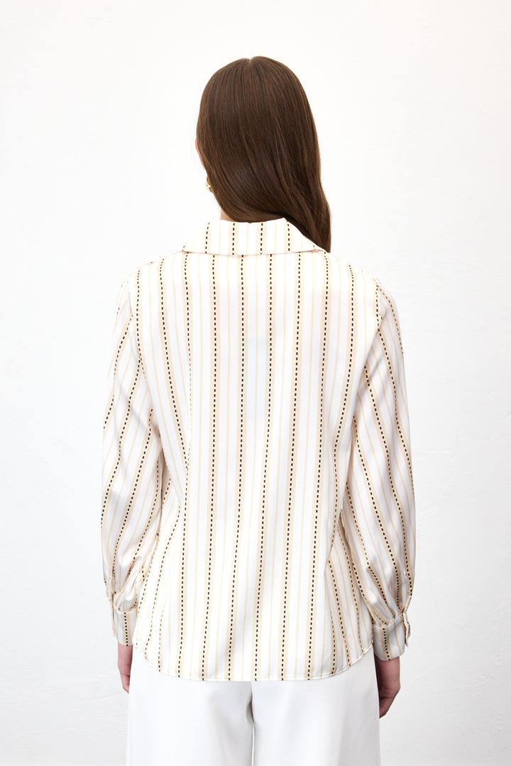 Sateen Chemise Rayée - Jaune