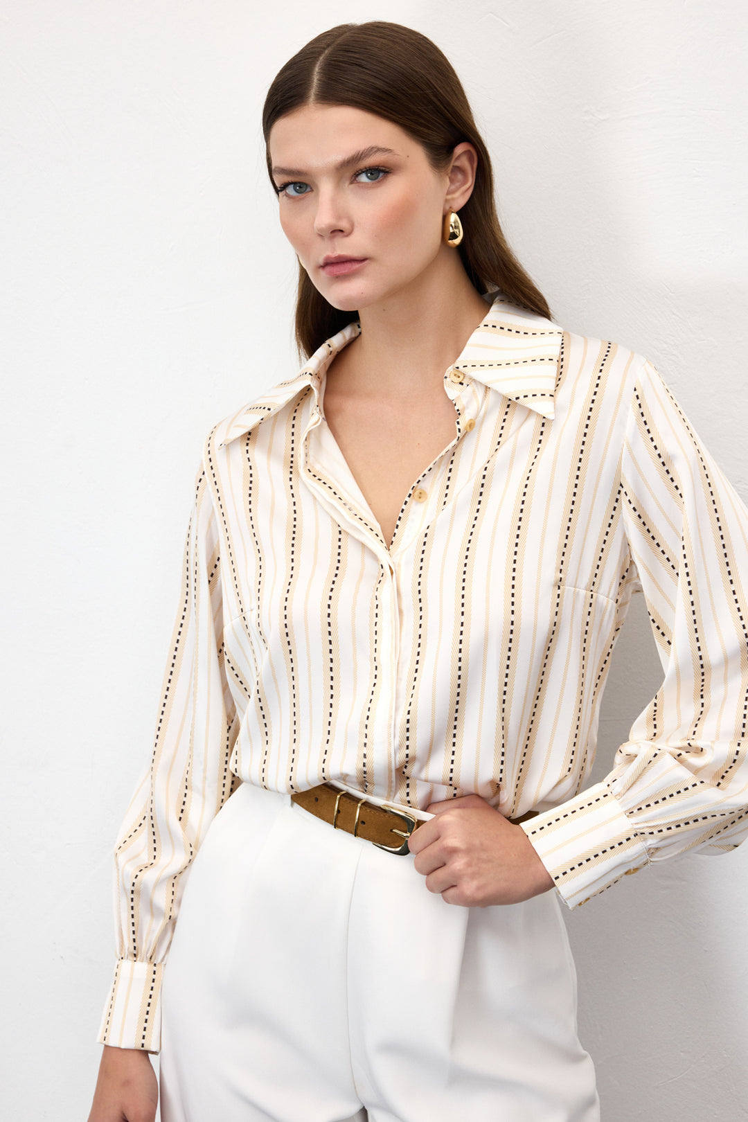 Sateen Chemise Rayée - Jaune
