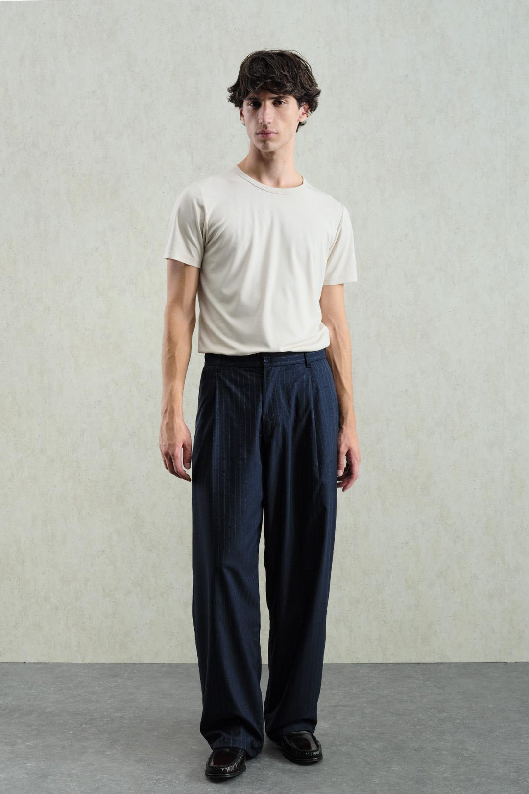 Giesto Pantalon balloon fit à rayures - Bleu marine