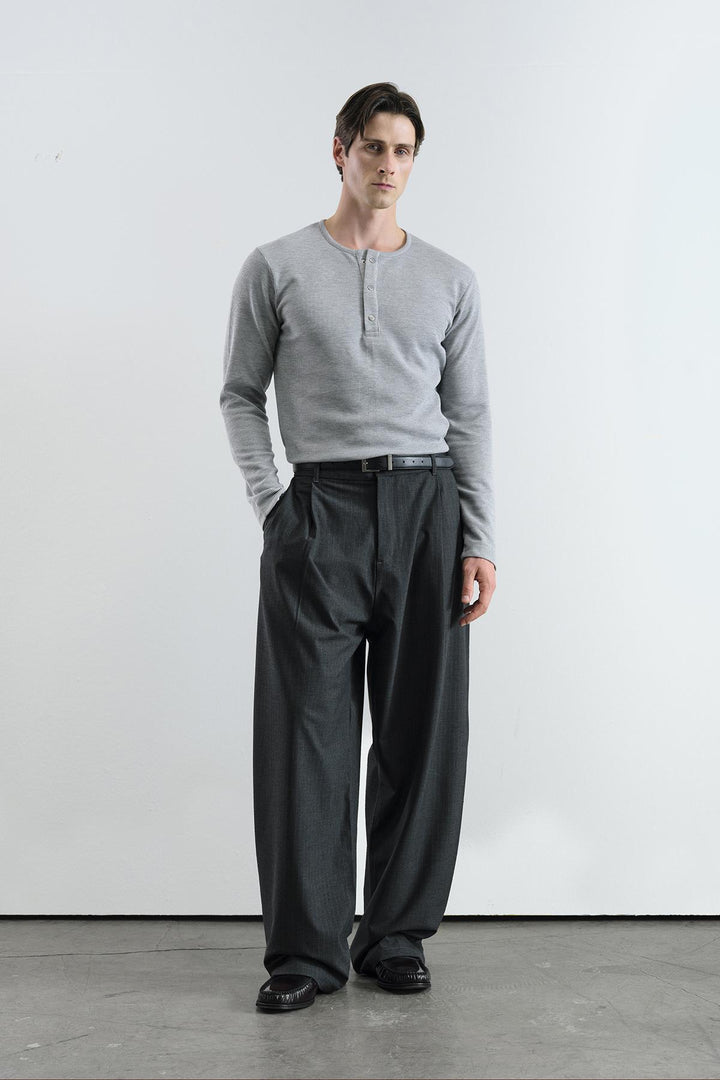 Giesto Pantalon balloon fit à rayures - Noir