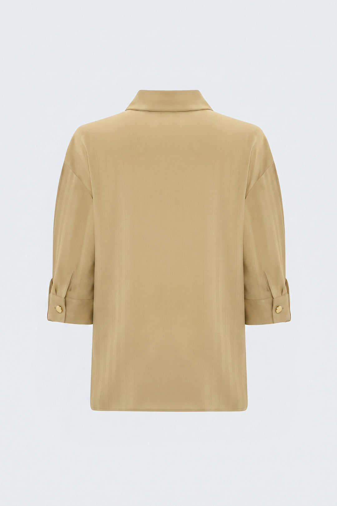 Sateen Chemise à manches retroussées à rayures - Beige