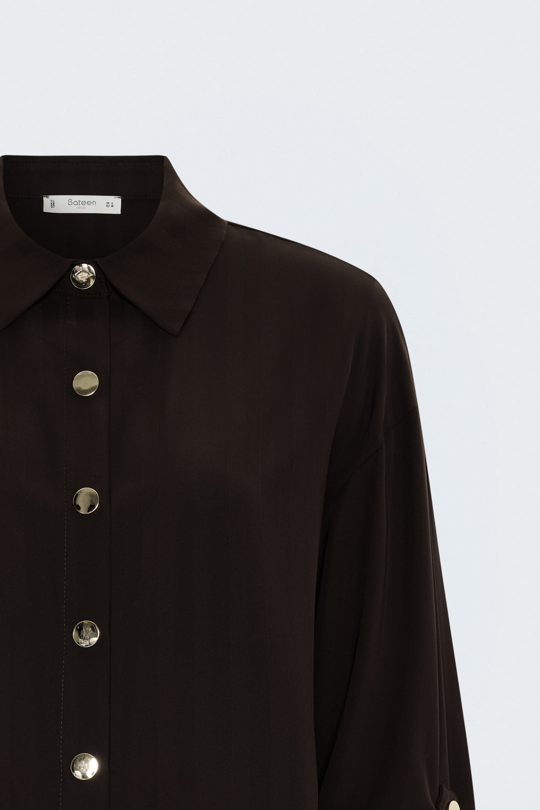 Sateen Chemise à manches retroussées à rayures - bitter