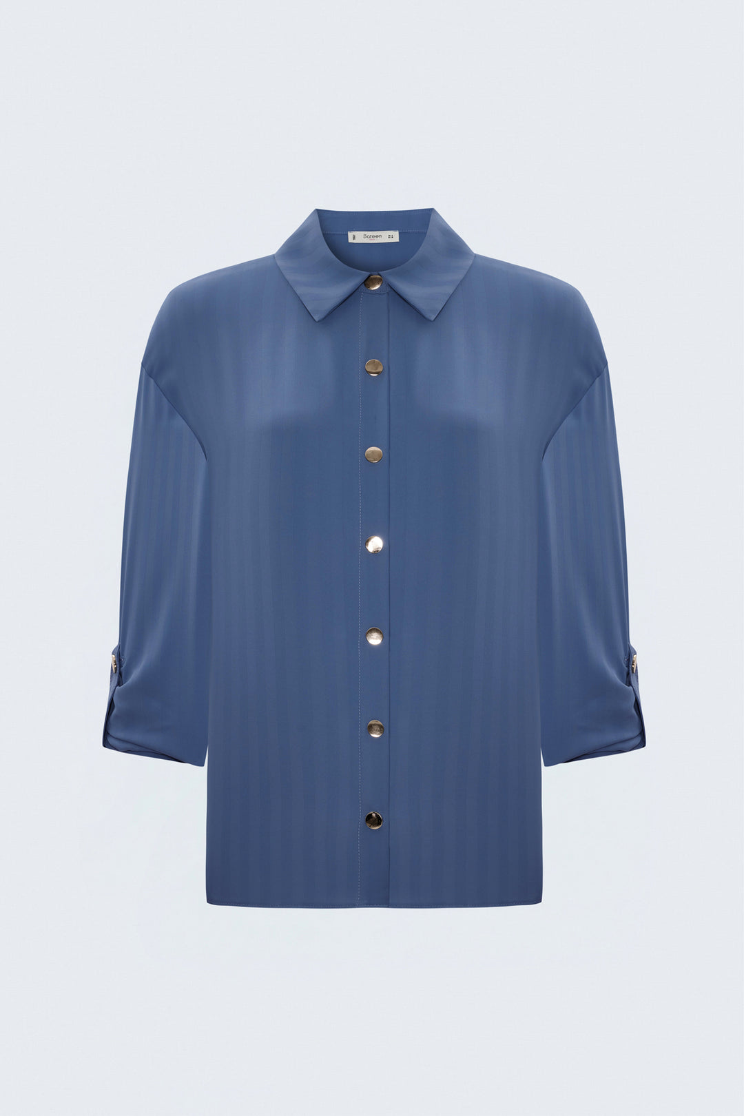 Sateen Chemise à manches retroussées à rayures - Indigo