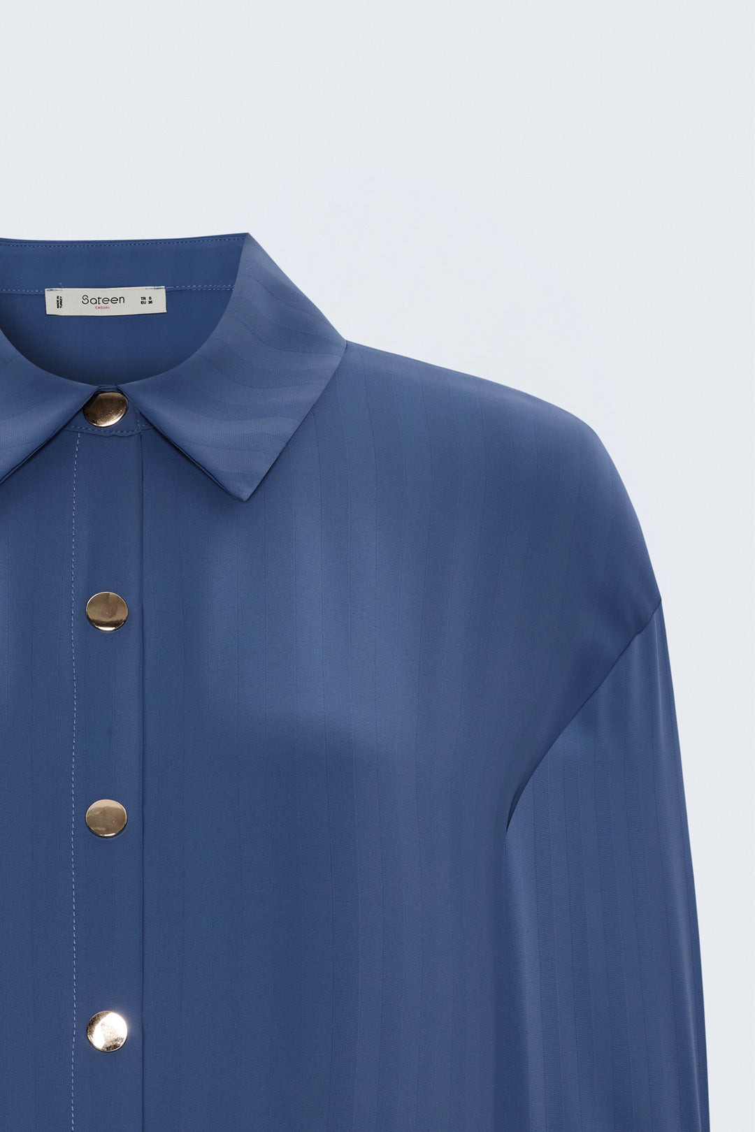 Sateen Chemise à manches retroussées à rayures - Indigo