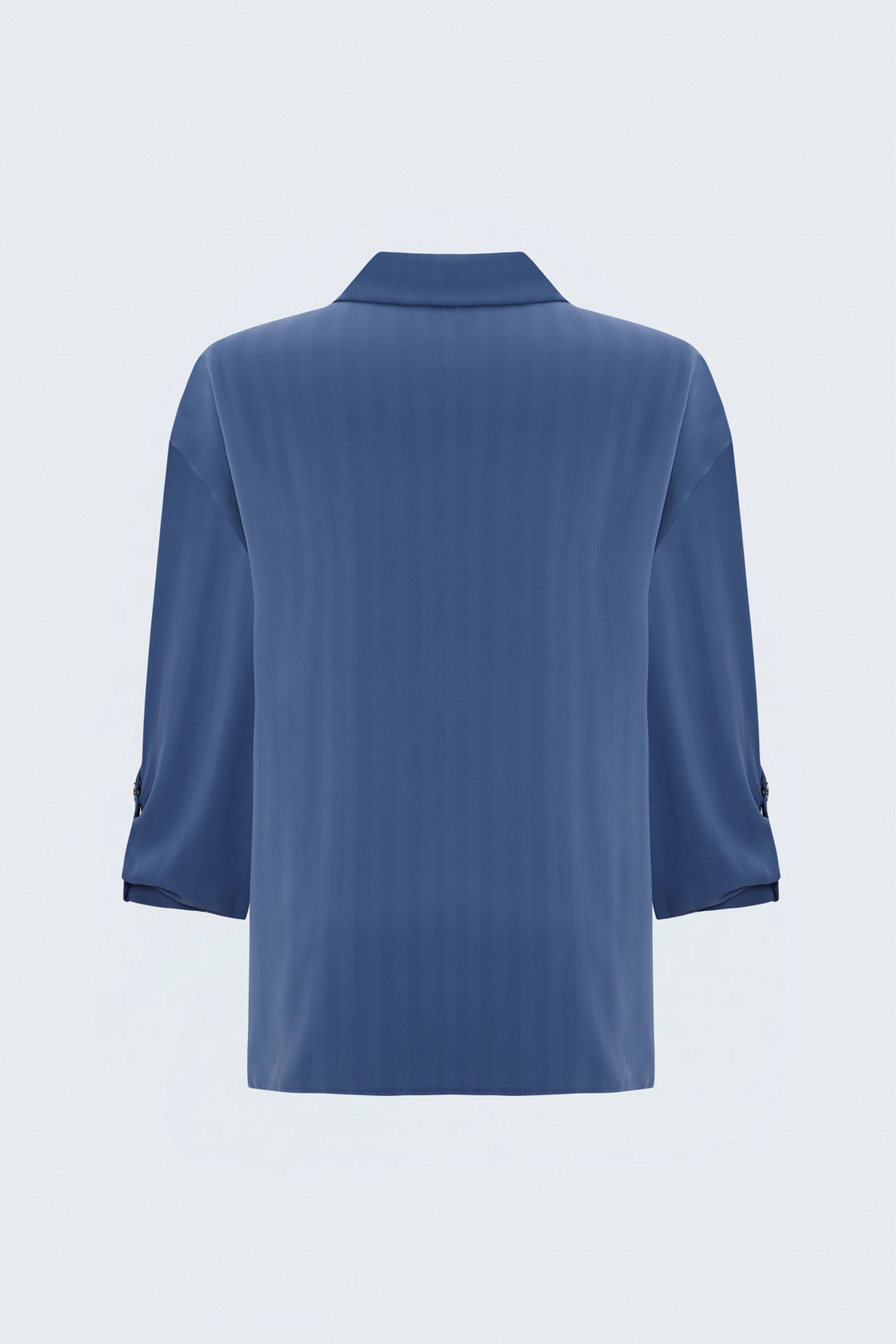 Sateen Chemise à manches retroussées à rayures - Indigo