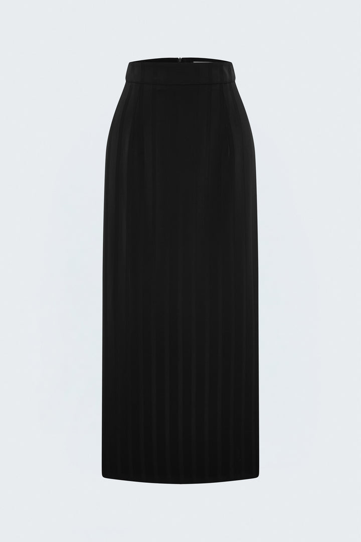 Sateen Jupe maxi à rayures - Noir