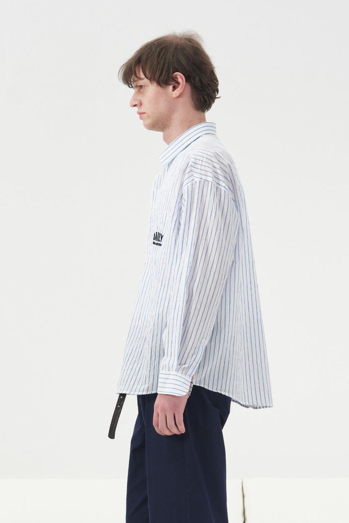 Giesto Chemise à Rayures avec Broderie Blanche - Blanc