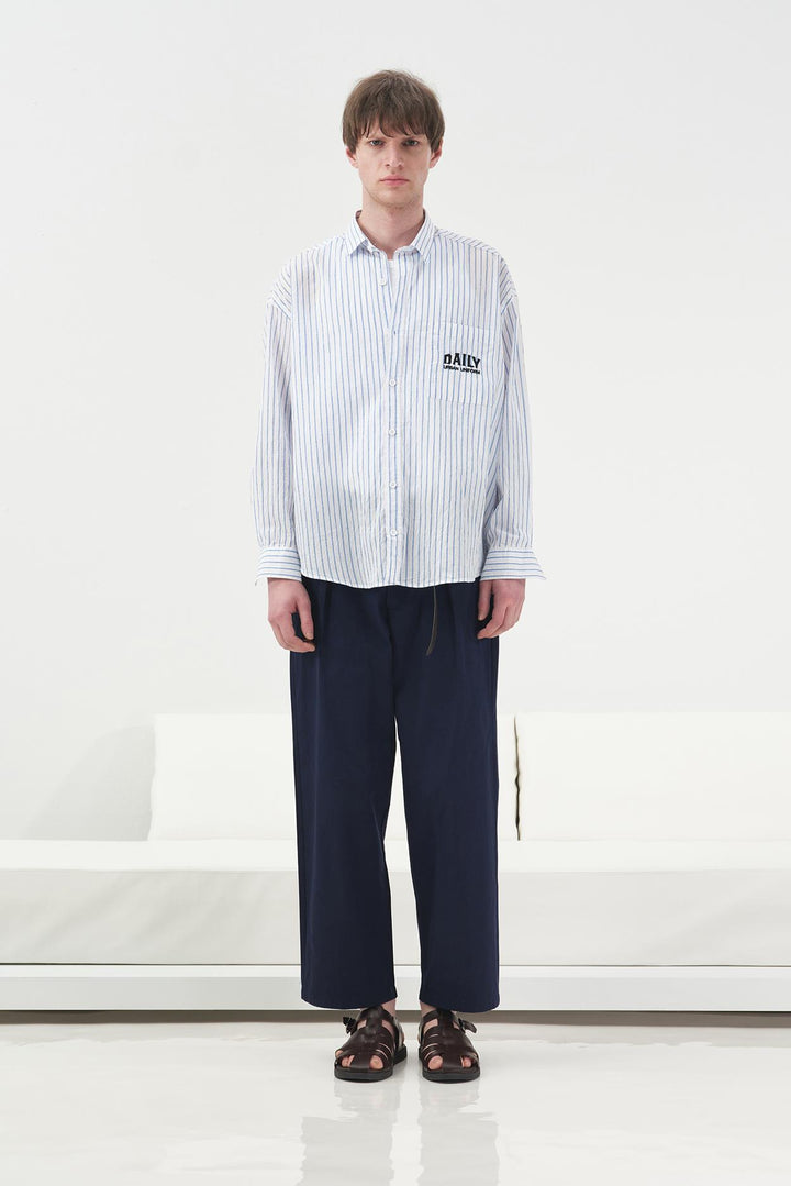 Giesto Chemise à Rayures avec Broderie Blanche - Blanc
