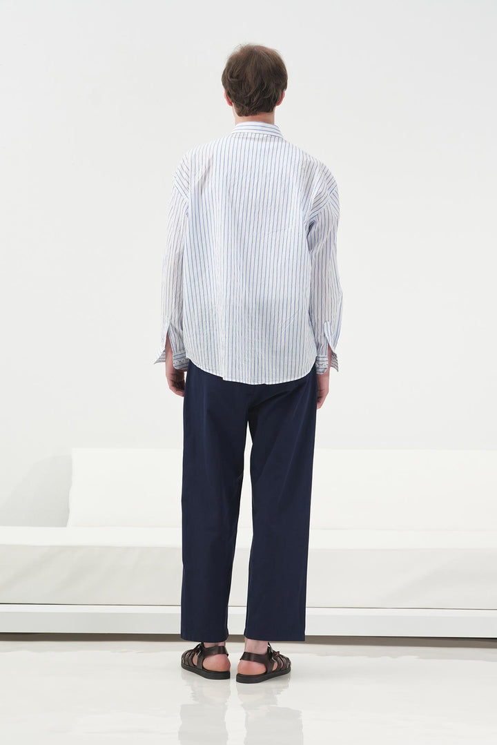 Giesto Chemise à Rayures avec Broderie Blanche - Blanc