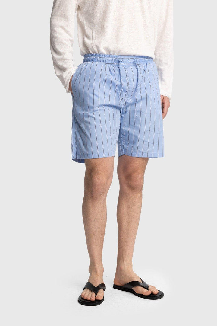 Giesto Short en Popeline Rayé - Bleu