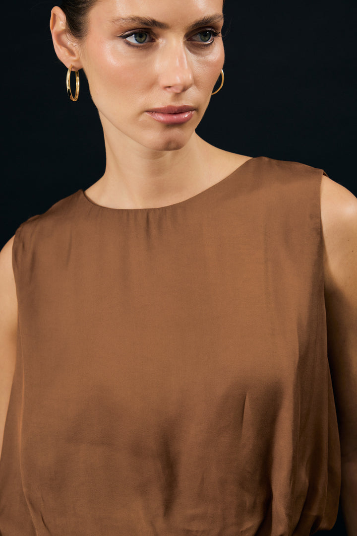 Sateen Blouse Colin - Marron