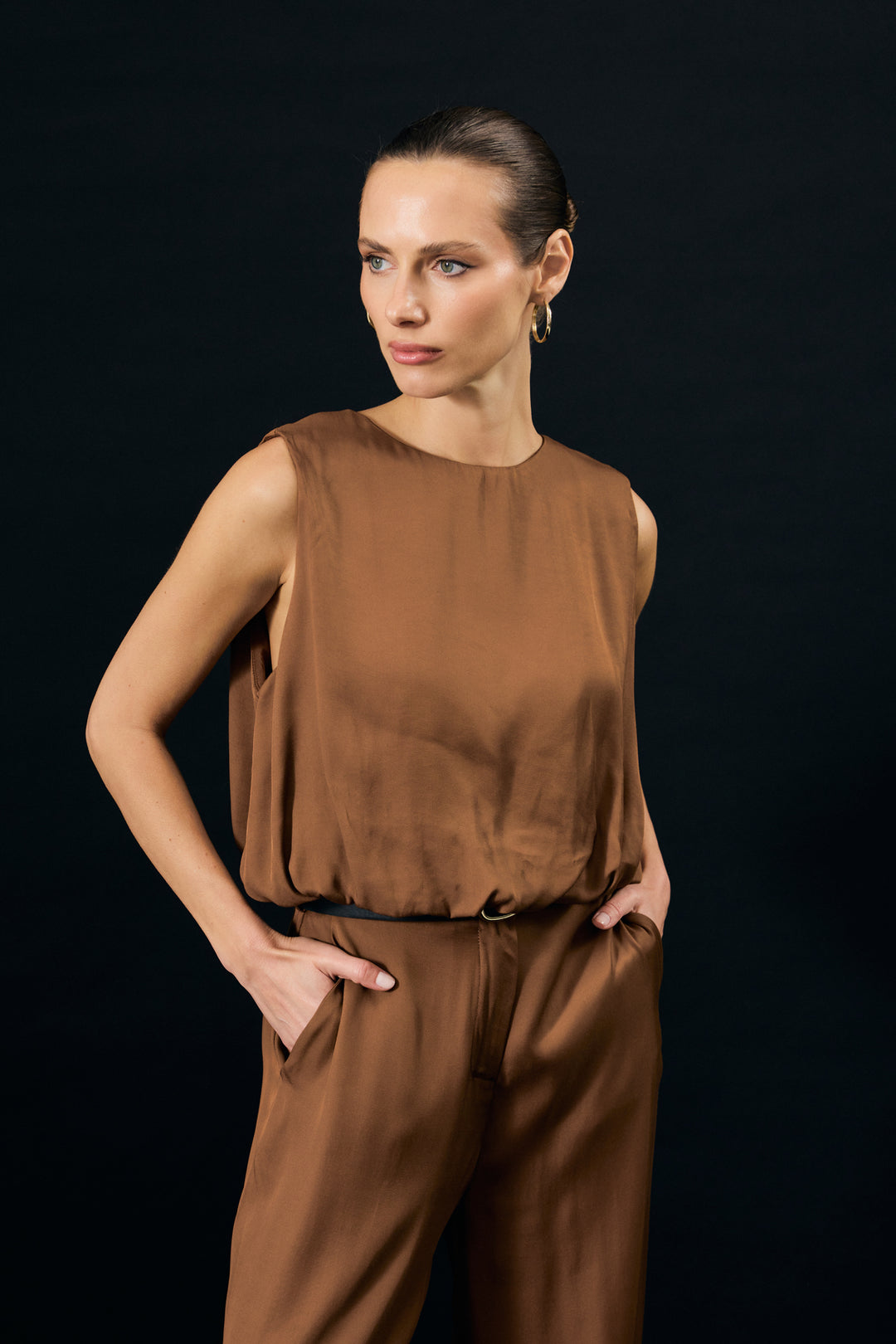Sateen Blouse Colin - Marron
