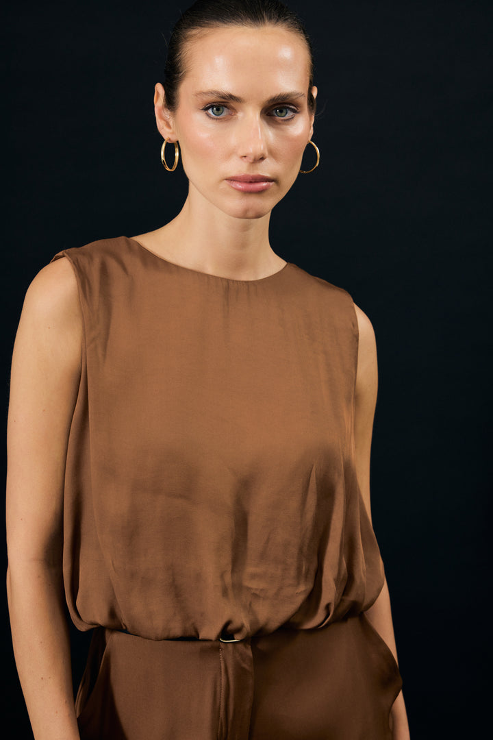 Sateen Blouse Colin - Marron