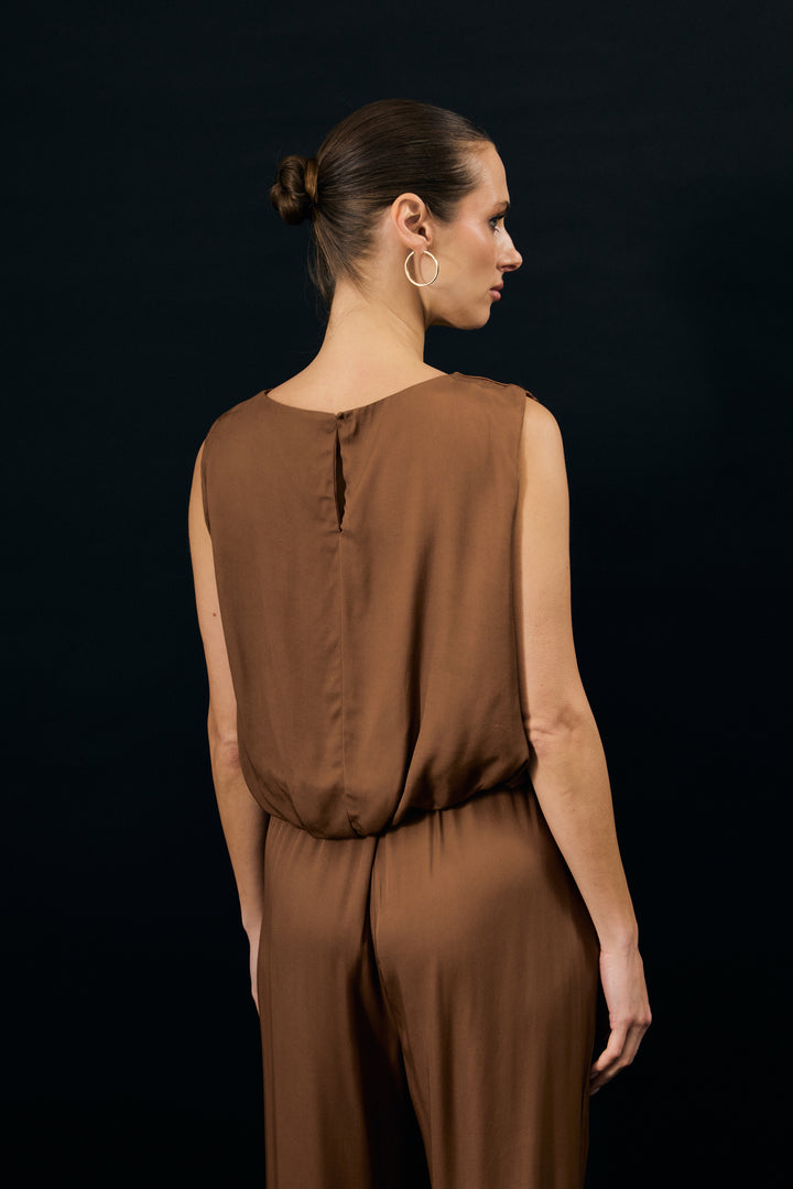 Sateen Blouse Colin - Marron