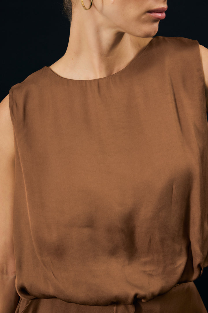 Sateen Blouse Colin - Marron