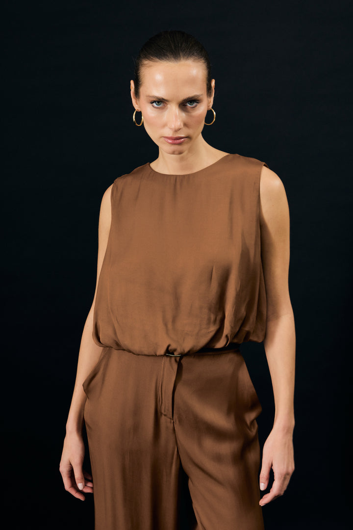 Sateen Blouse Colin - Marron