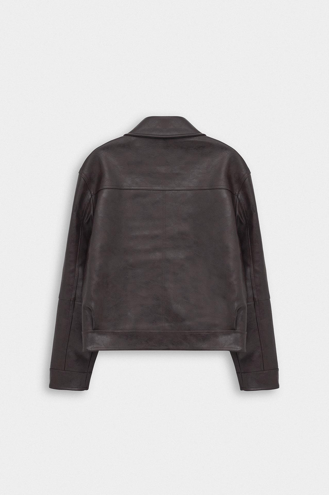 Giesto Veste en cuir marron avec accessoires à coupe courte - Marron