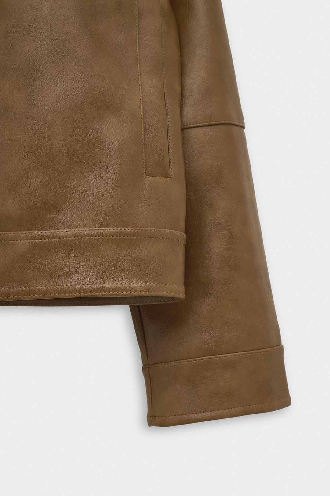 Giesto Veste en cuir tabac avec accessoires à coupe courte - Tabac