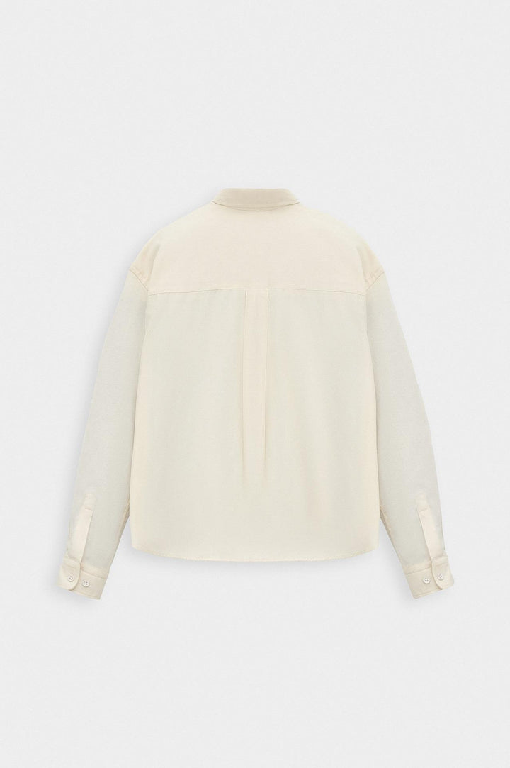 Giesto Chemise en laine écrue coupe crop - Écru