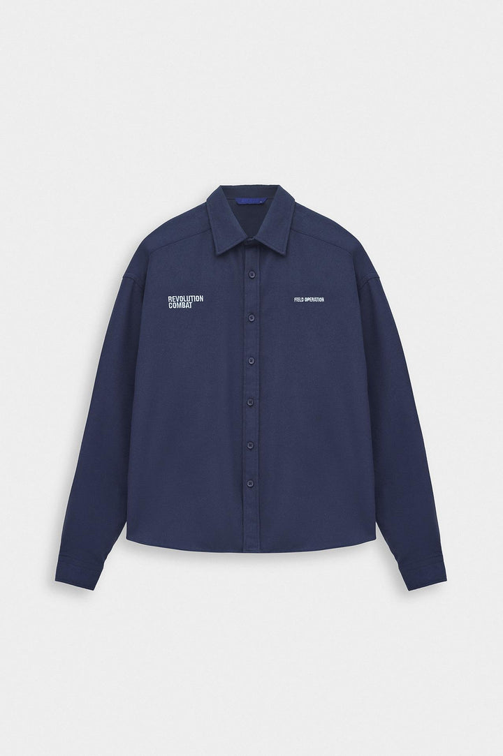 Giesto Chemise en laine indigo coupe ajustée - Indigo
