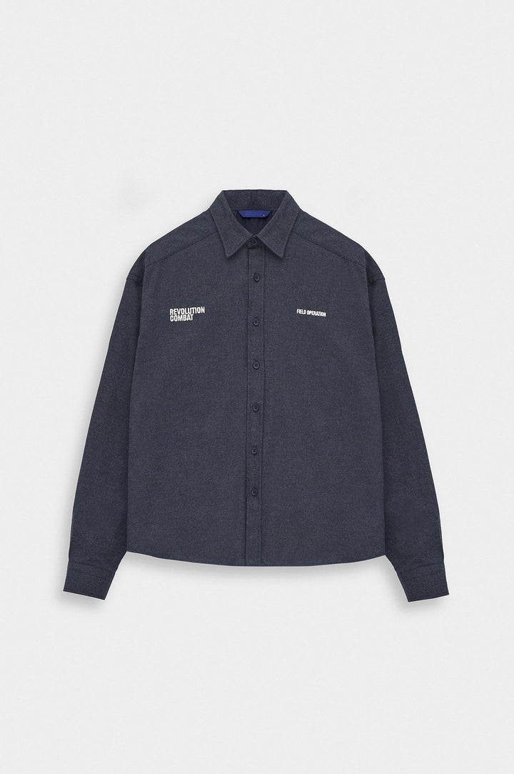 Giesto Chemise en laine bleu marine coupe ajustée - Bleu marine