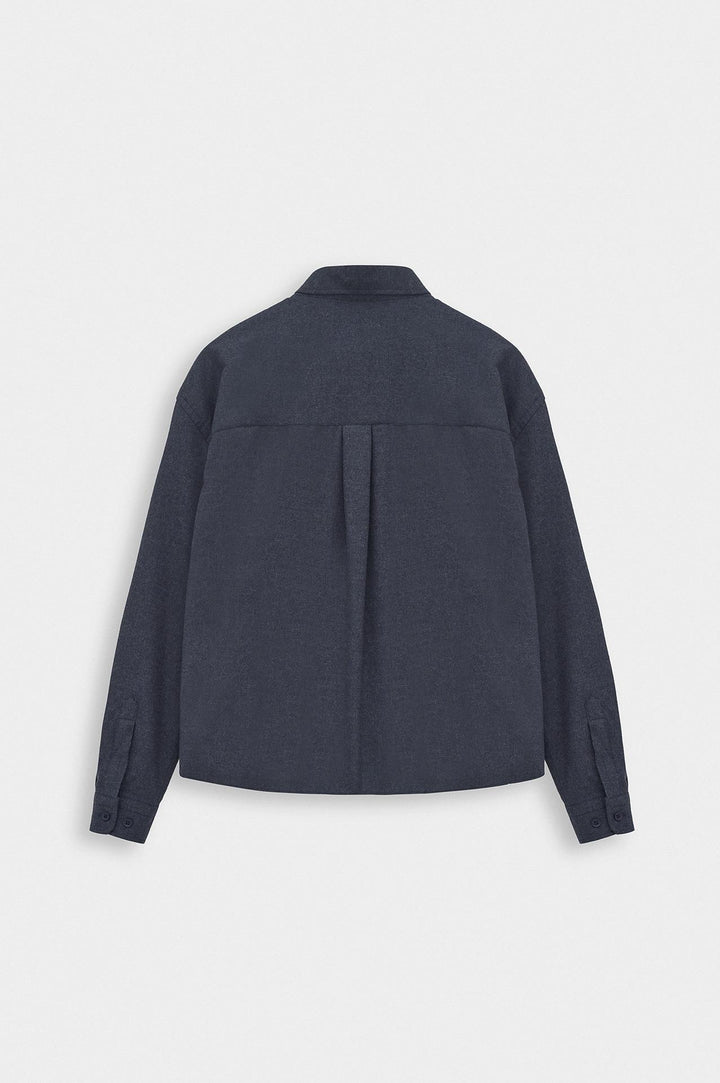 Giesto Chemise en laine bleu marine coupe ajustée - Bleu marine
