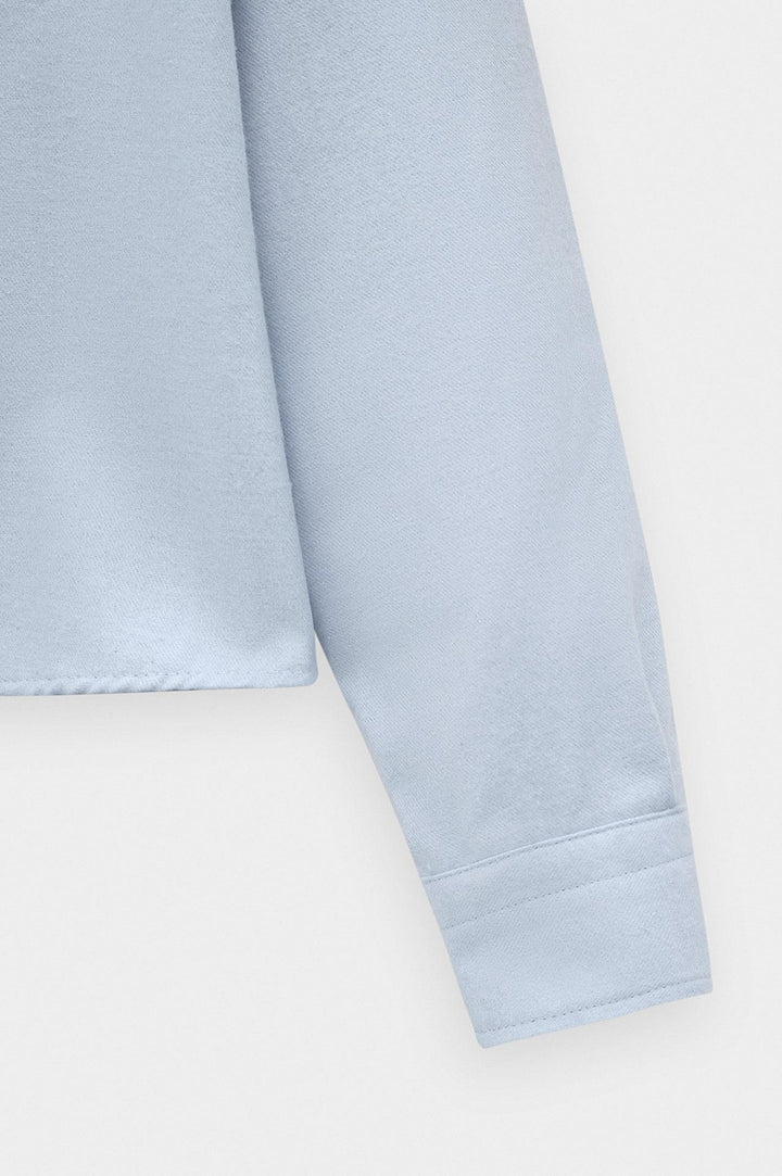 Giesto Chemise en laine bleue Crop Fit - Bleu