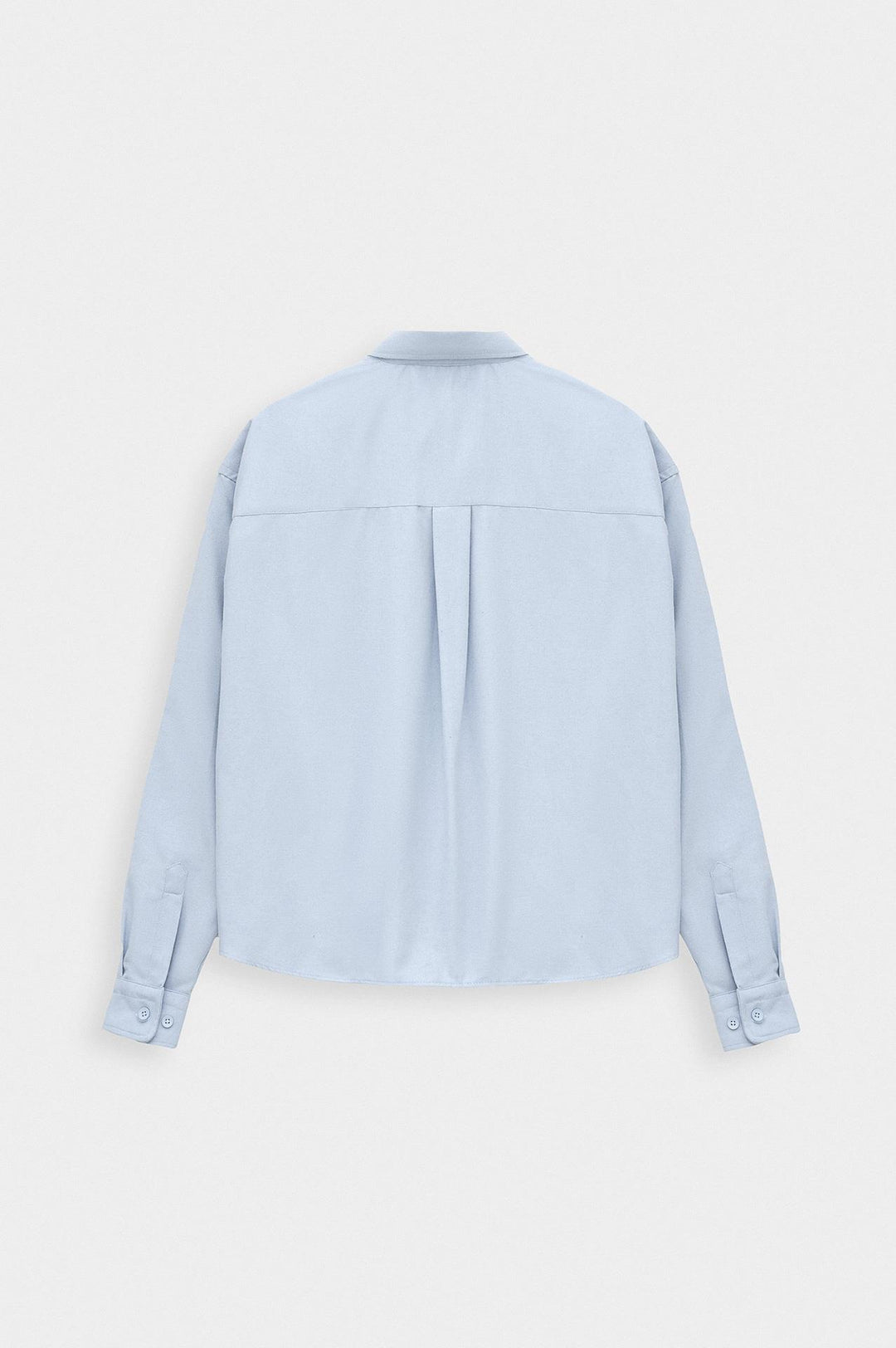 Giesto Chemise en laine bleue Crop Fit - Bleu
