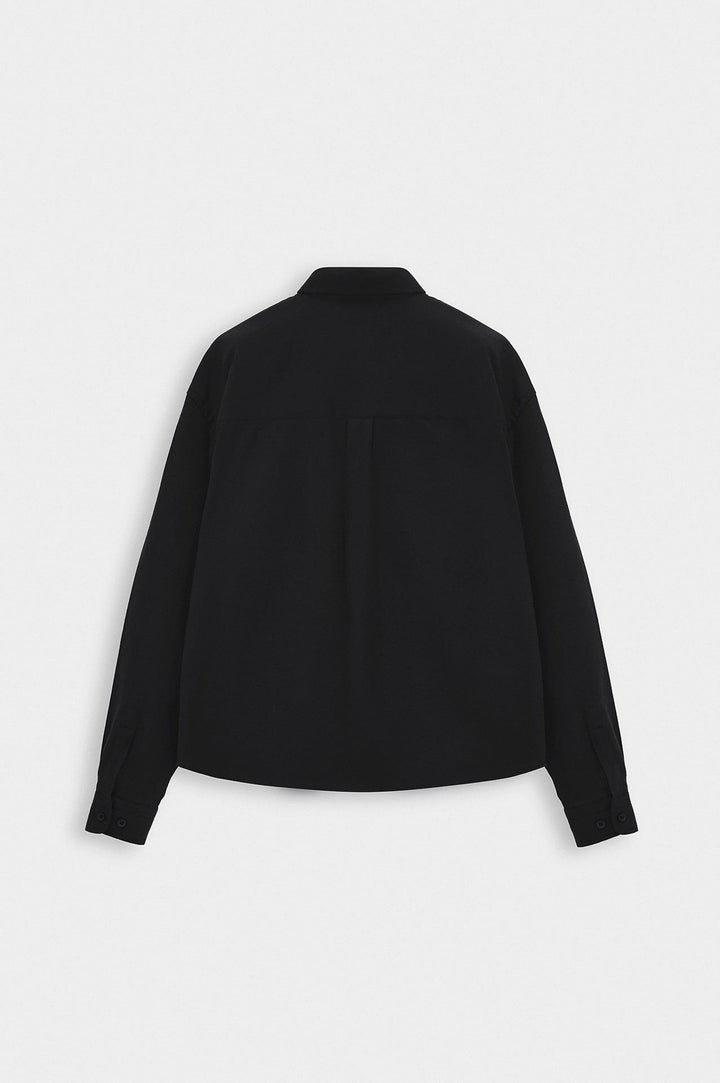 Giesto Chemise en laine noire coupe ajustée - Noir
