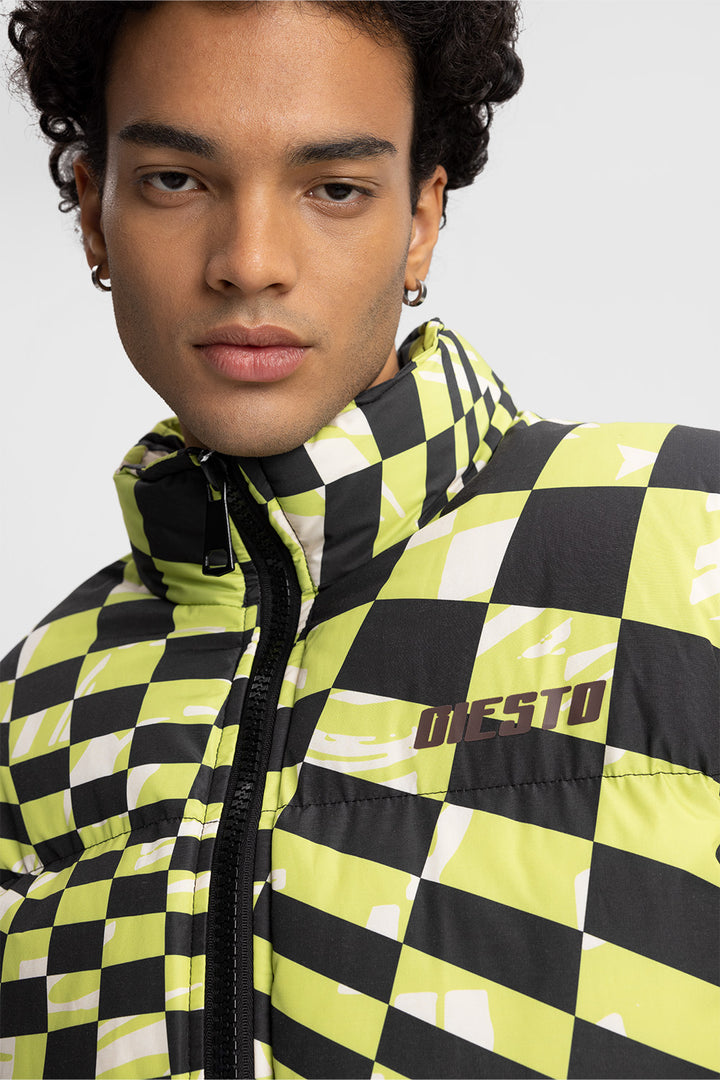 Giesto Doudoune à motif damier - Vert