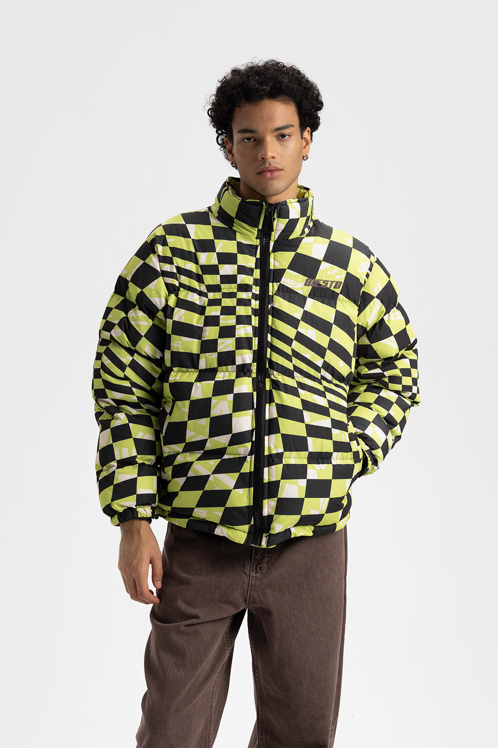 Giesto Doudoune à motif damier - Vert