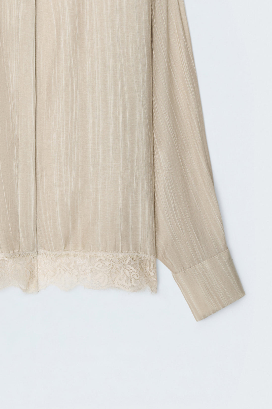 Sateen Chemisier avec détails en dentelle - Beige