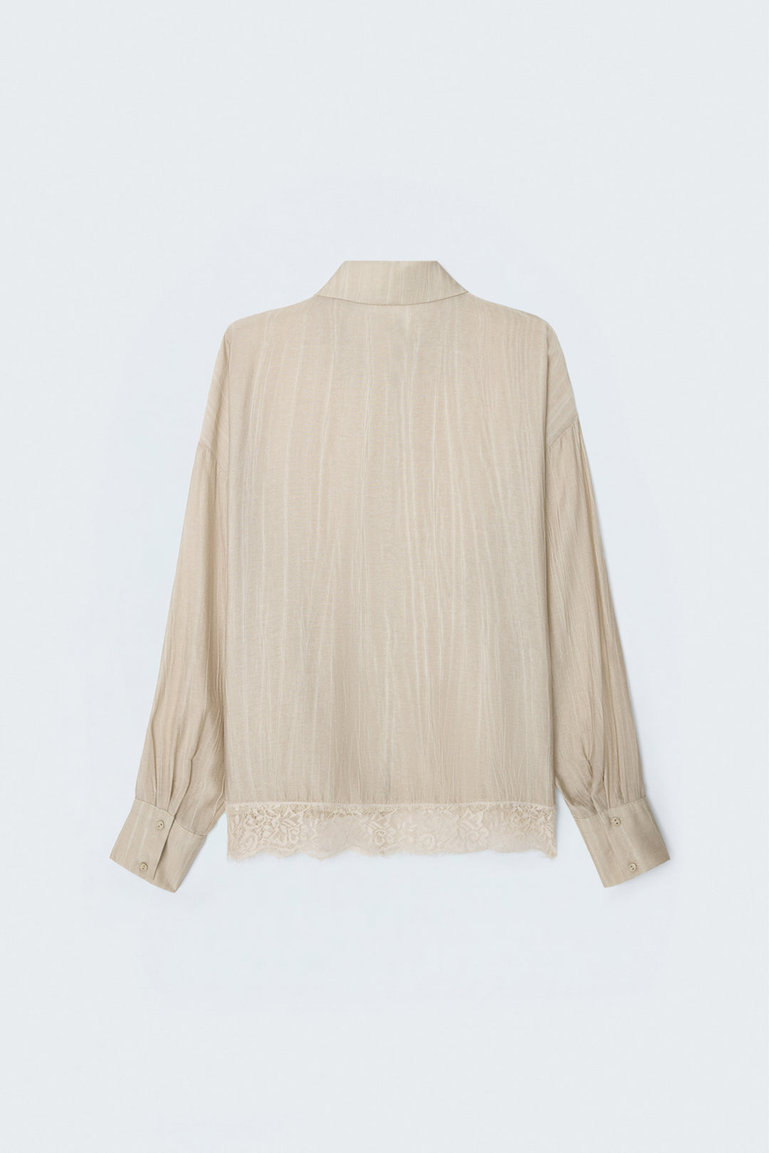 Sateen Chemisier avec détails en dentelle - Beige