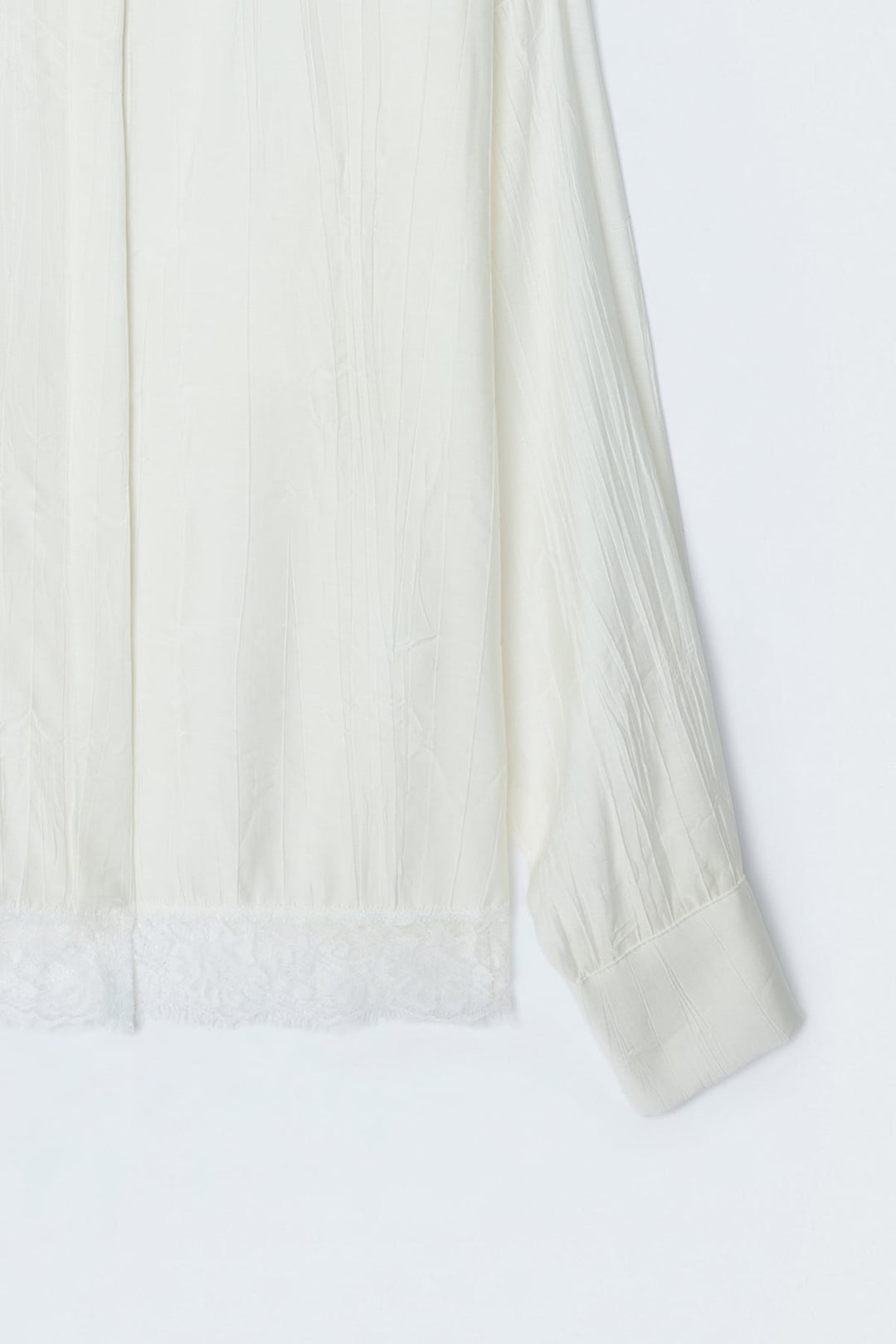 Sateen Chemisier avec détails en dentelle - Écru