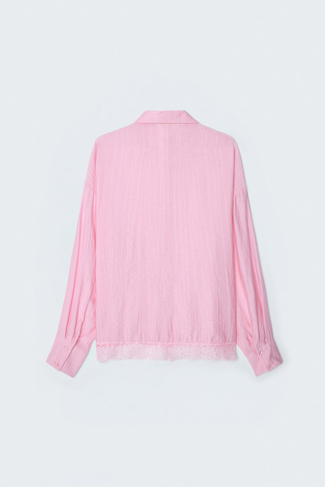 Sateen Chemisier avec détails en dentelle - Rose
