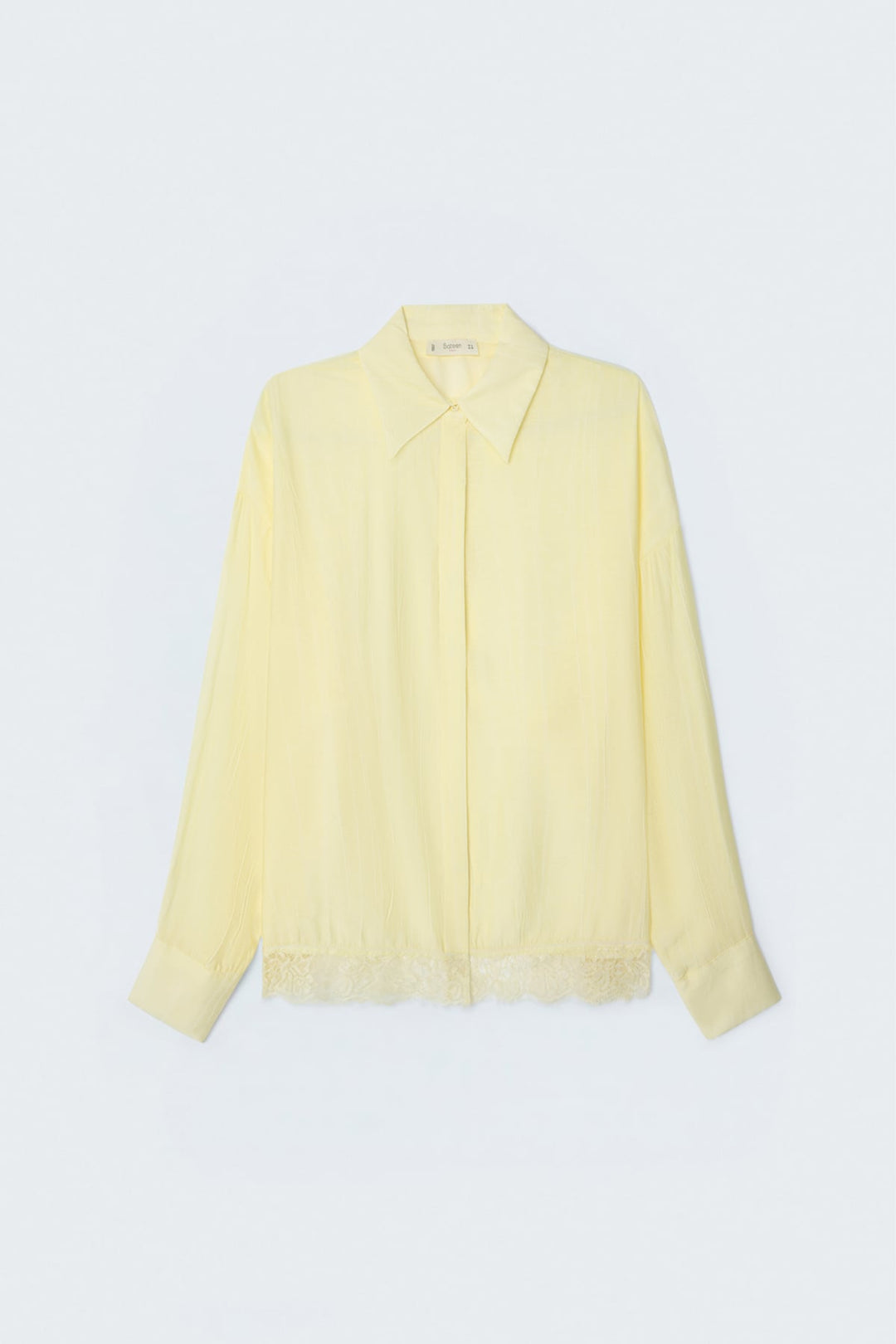 Sateen Chemisier avec détails en dentelle - Jaune