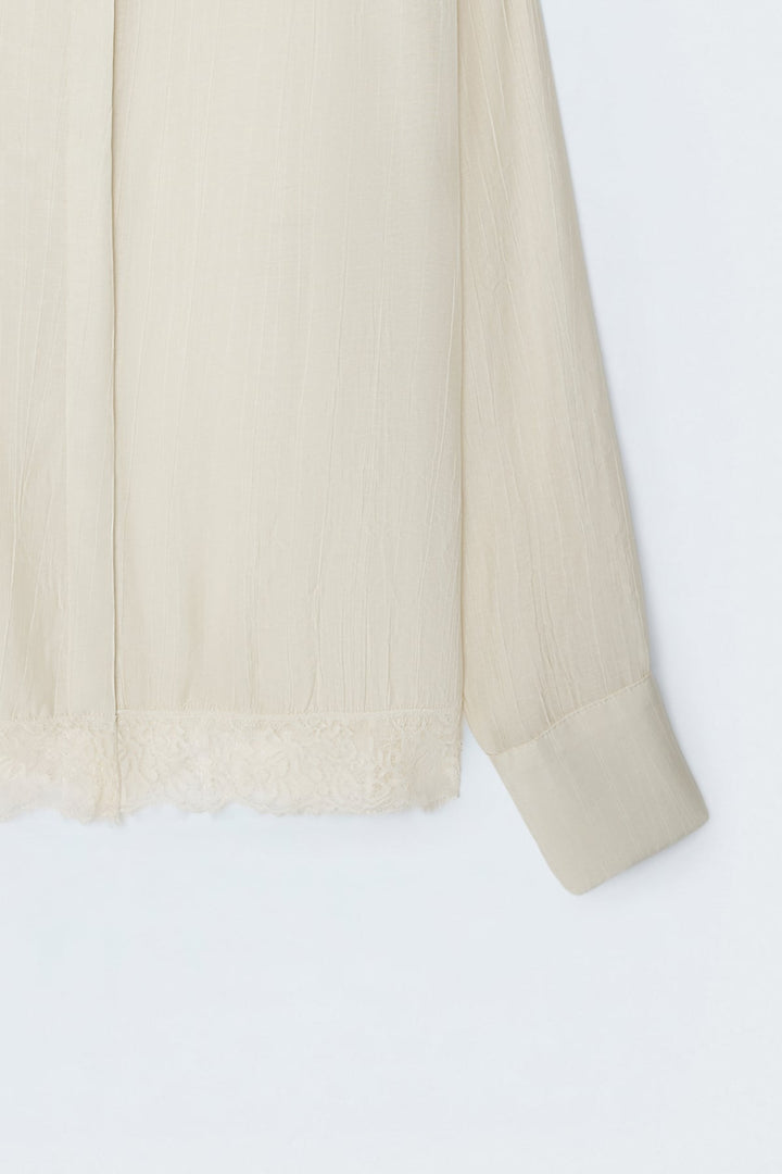 Sateen Chemisier avec détails en dentelle - Pierre