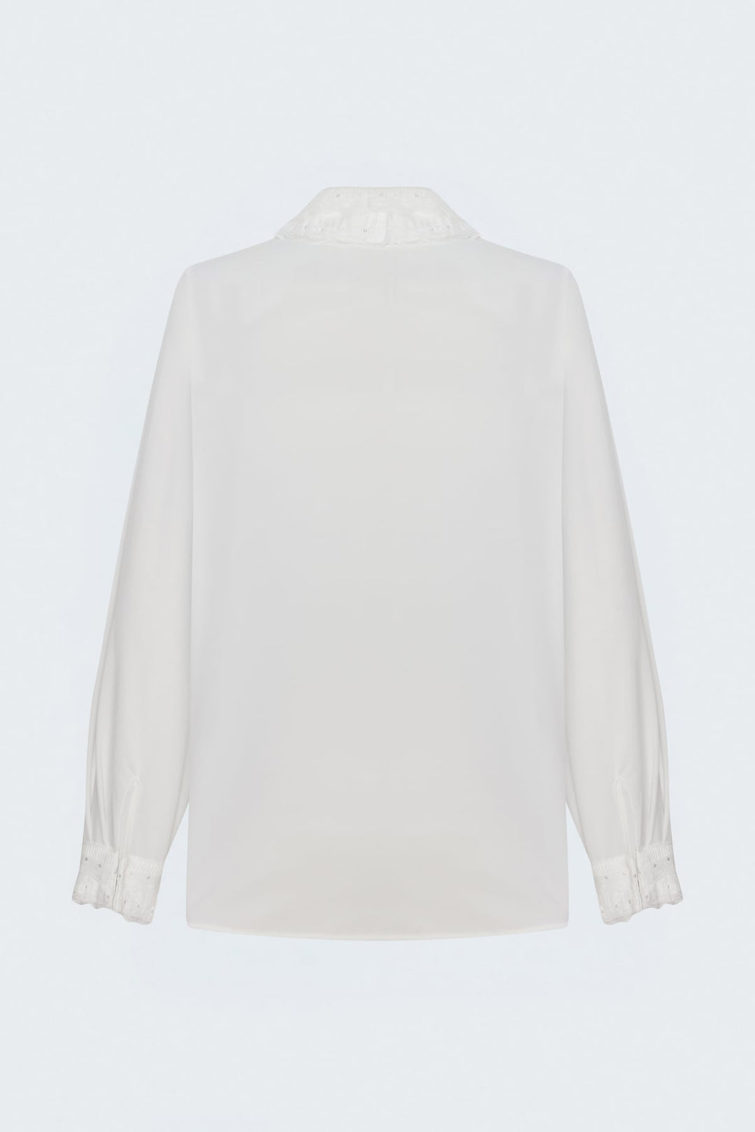 Sateen Chemise classique avec détail de dentelle - Écru