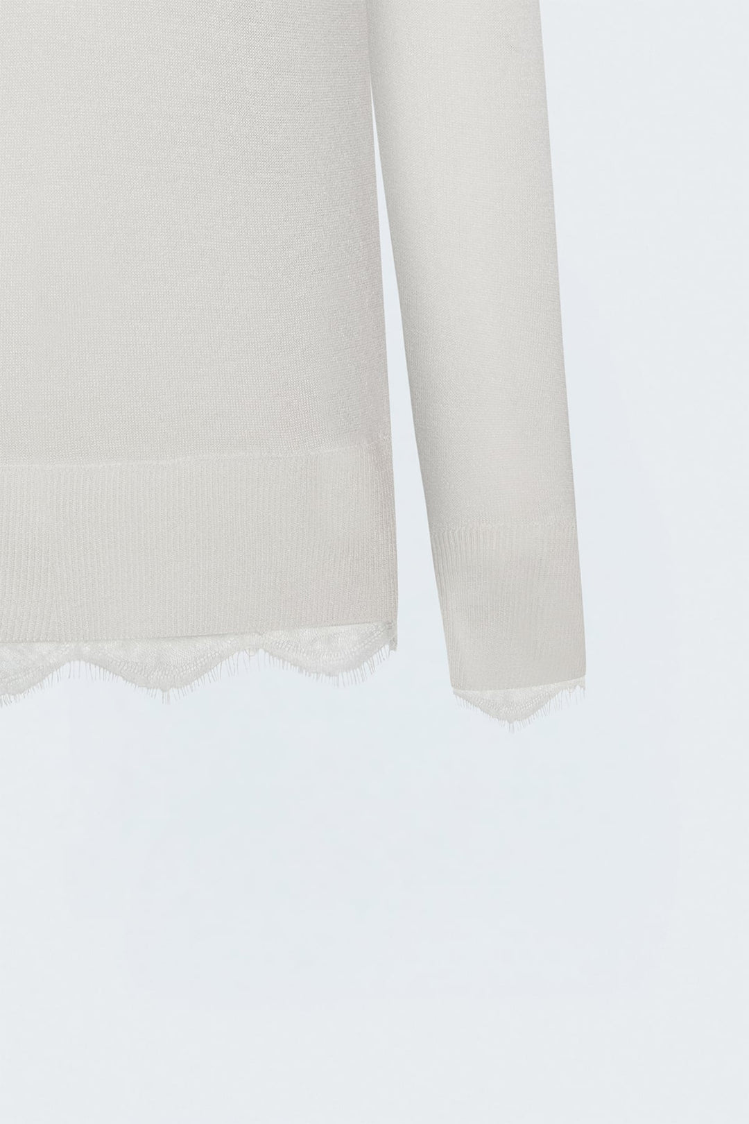 Sateen Pull avec détail de dentelle - Écru