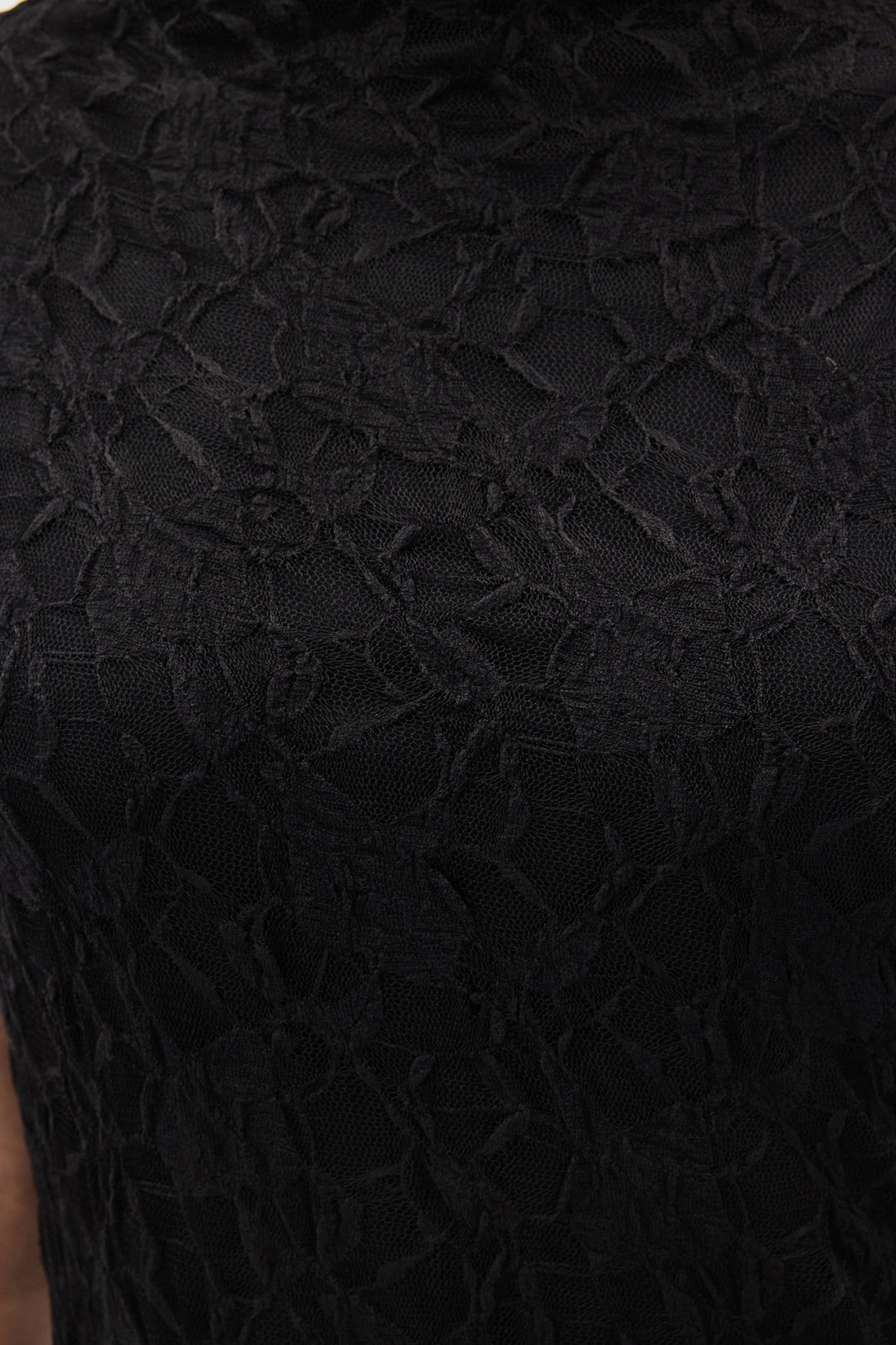 Sateen Robe sans manches en dentelle - Noir