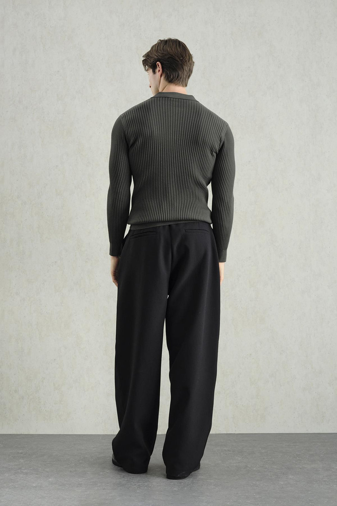 Giesto Polo en tricot kaki à boutons ajusté - Kaki