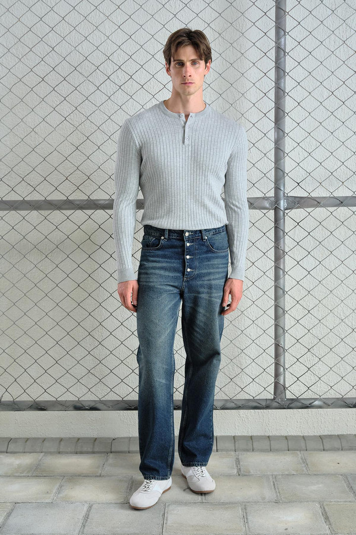 Giesto Tricot gris à boutons ajusté - Gris