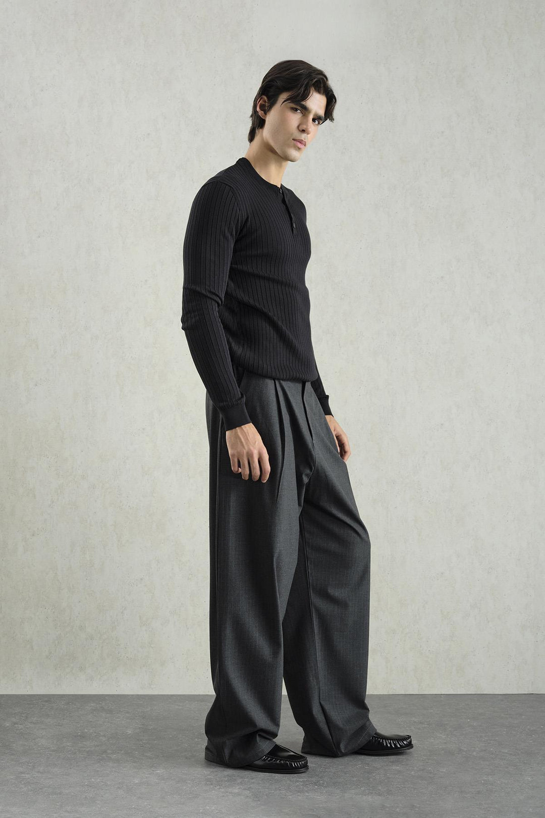 Giesto Tricot noir à boutons ajusté - Noir