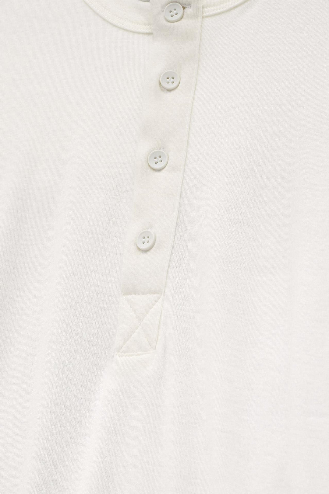 Giesto T-shirt blanc à col boutonné à coupe ajustée à manches longues - Blanc
