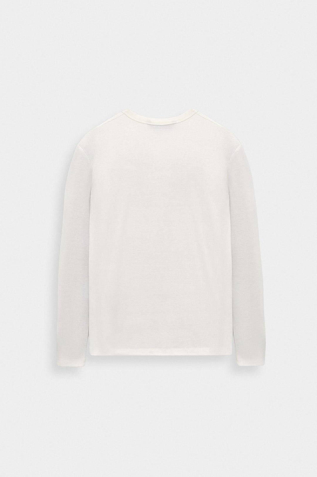 Giesto T-shirt blanc à col boutonné à coupe ajustée à manches longues - Blanc