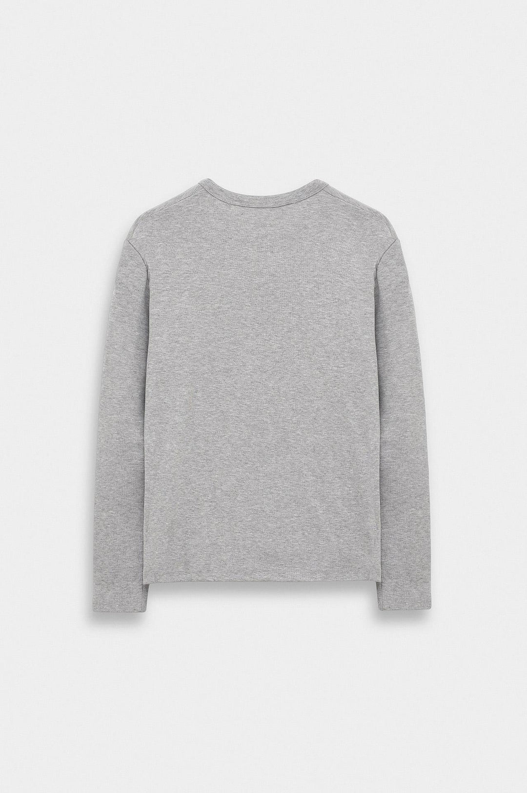 Giesto T-shirt à col boutonné gris à coupe ajustée à manches longues - Gris