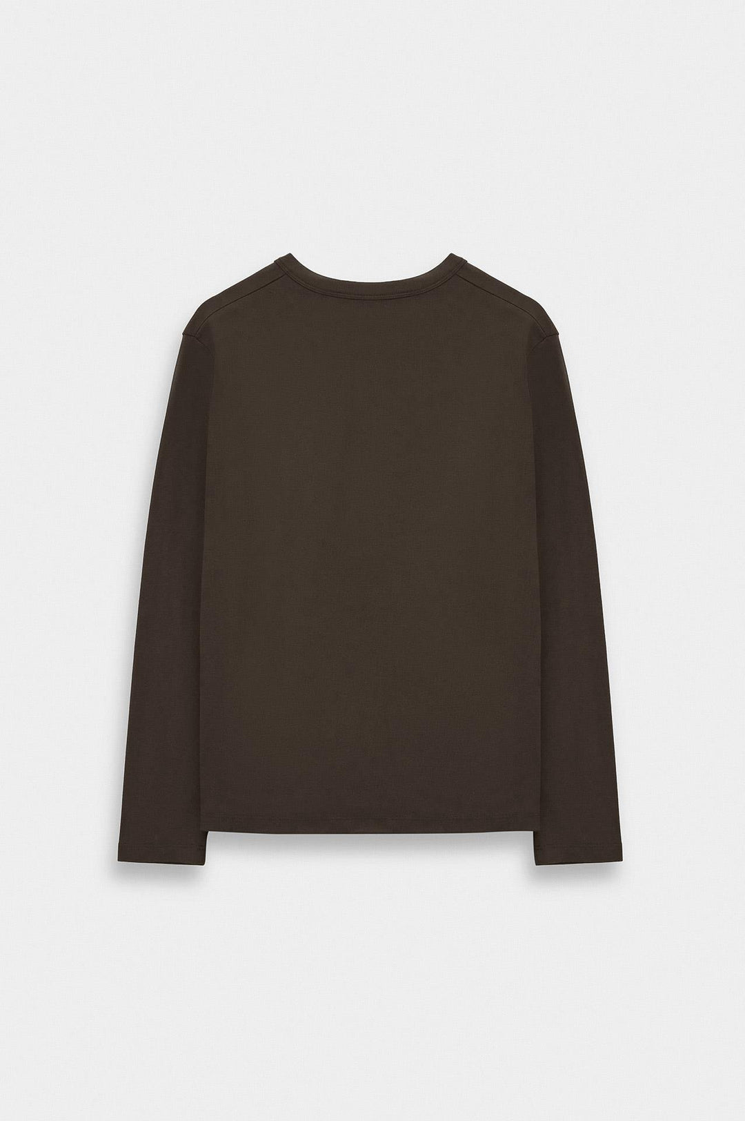 Giesto T-shirt à col boutonné marron à coupe ajustée à manches longues - Marron