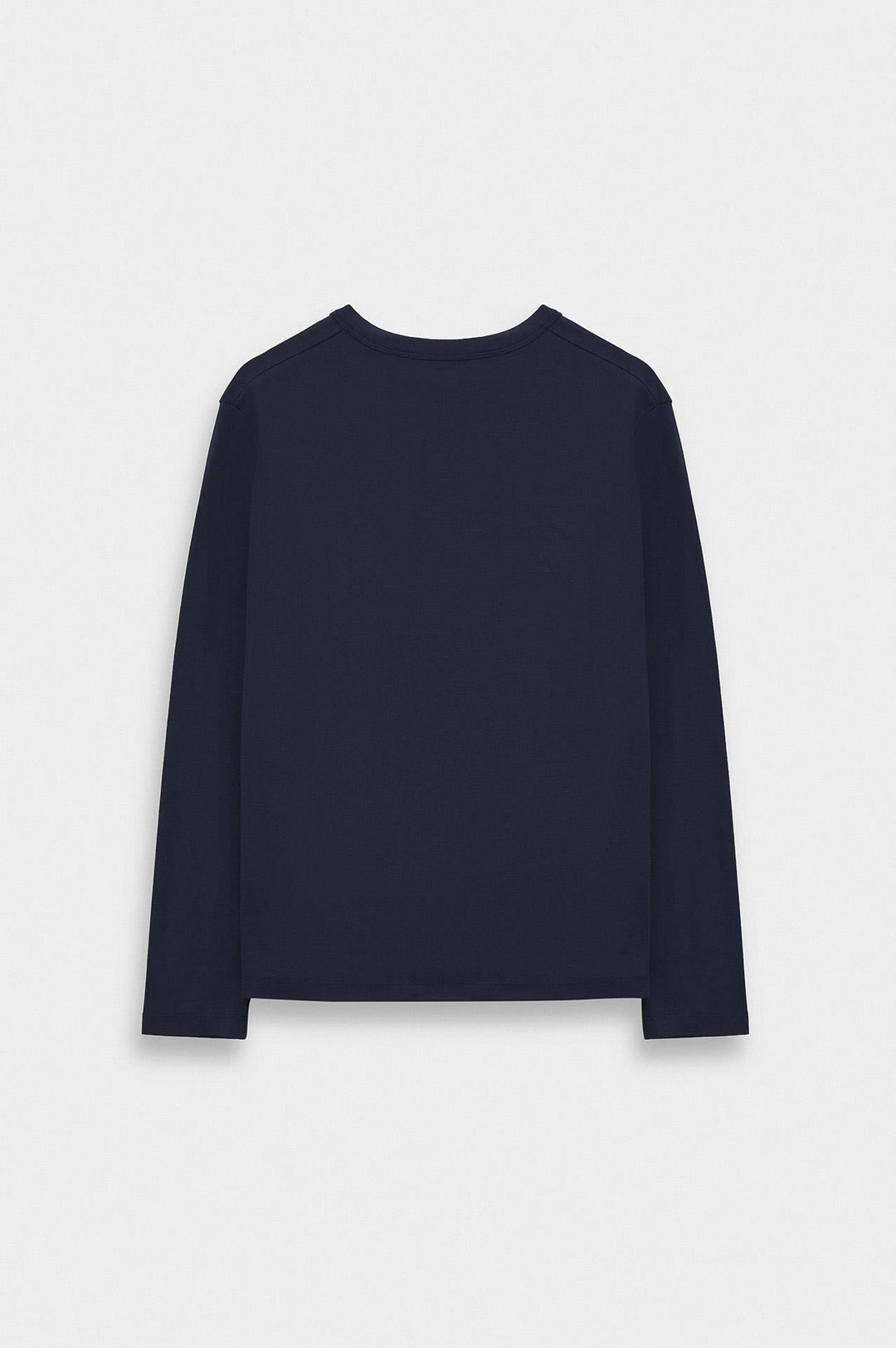 Giesto T-shirt à col boutonné bleu marine à coupe ajustée à manches longues - Bleu marine
