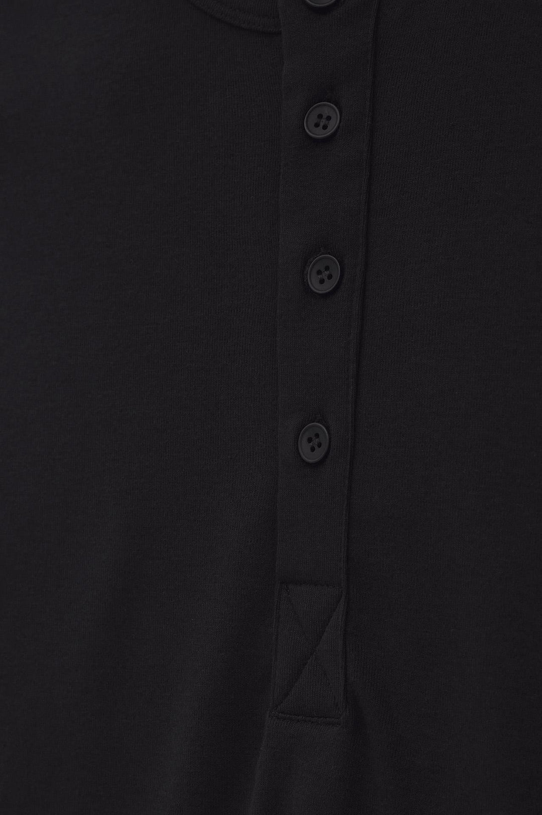Giesto T-shirt à col boutonné noir à coupe ajustée à manches longues - Noir